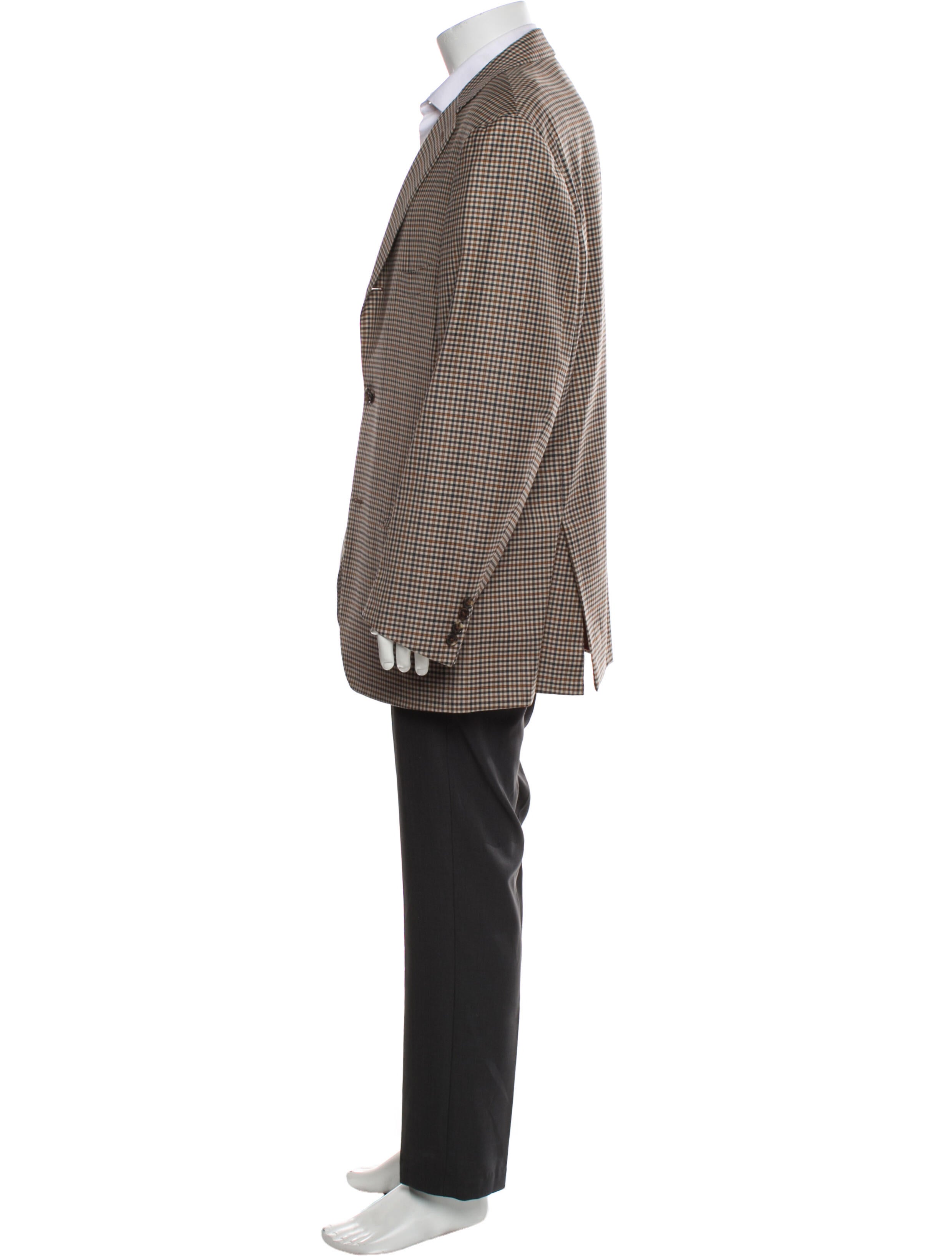 Isaia Wool Plaid Print Blazer