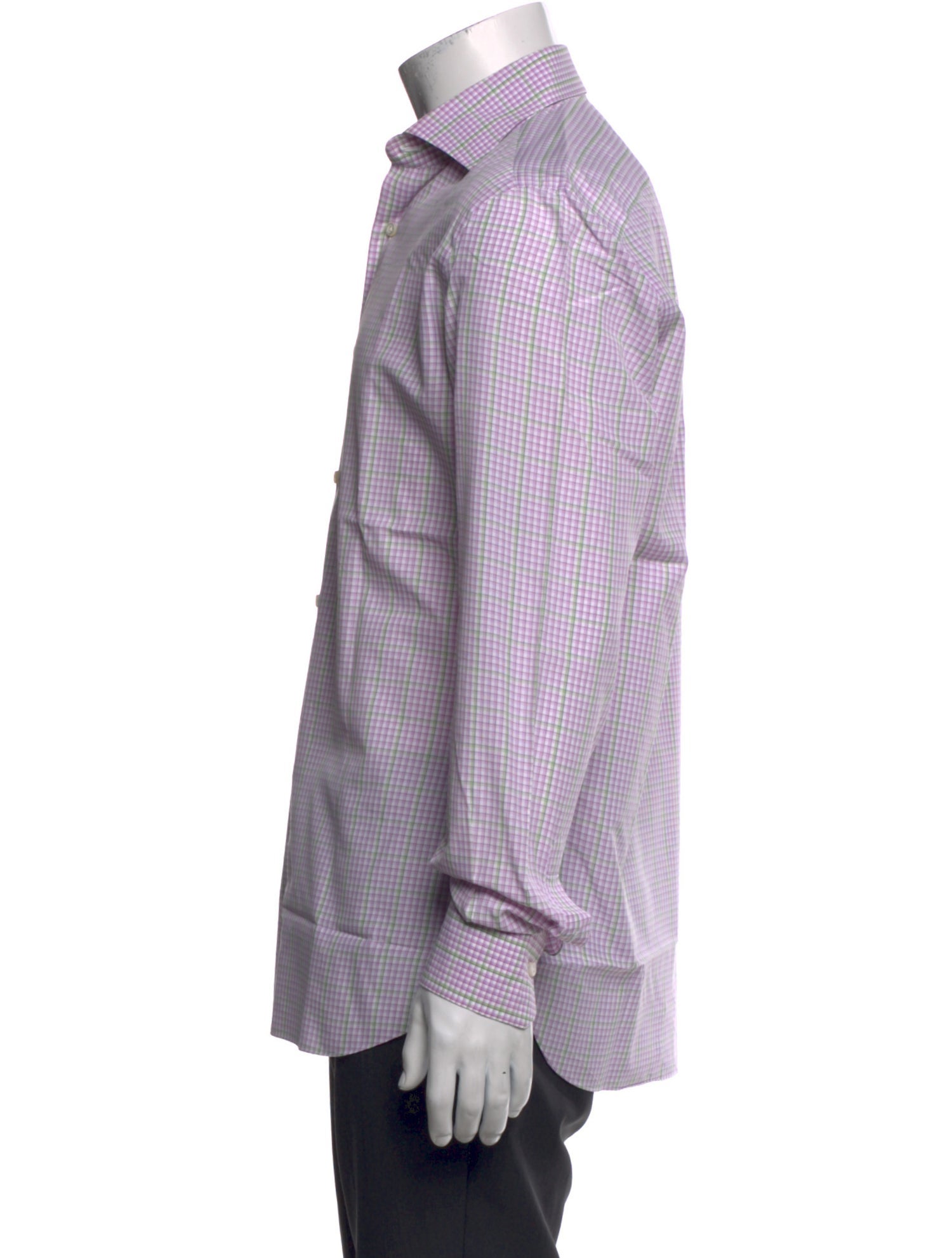 Isaia Plaid Print Long Sleeve Dress Shirt