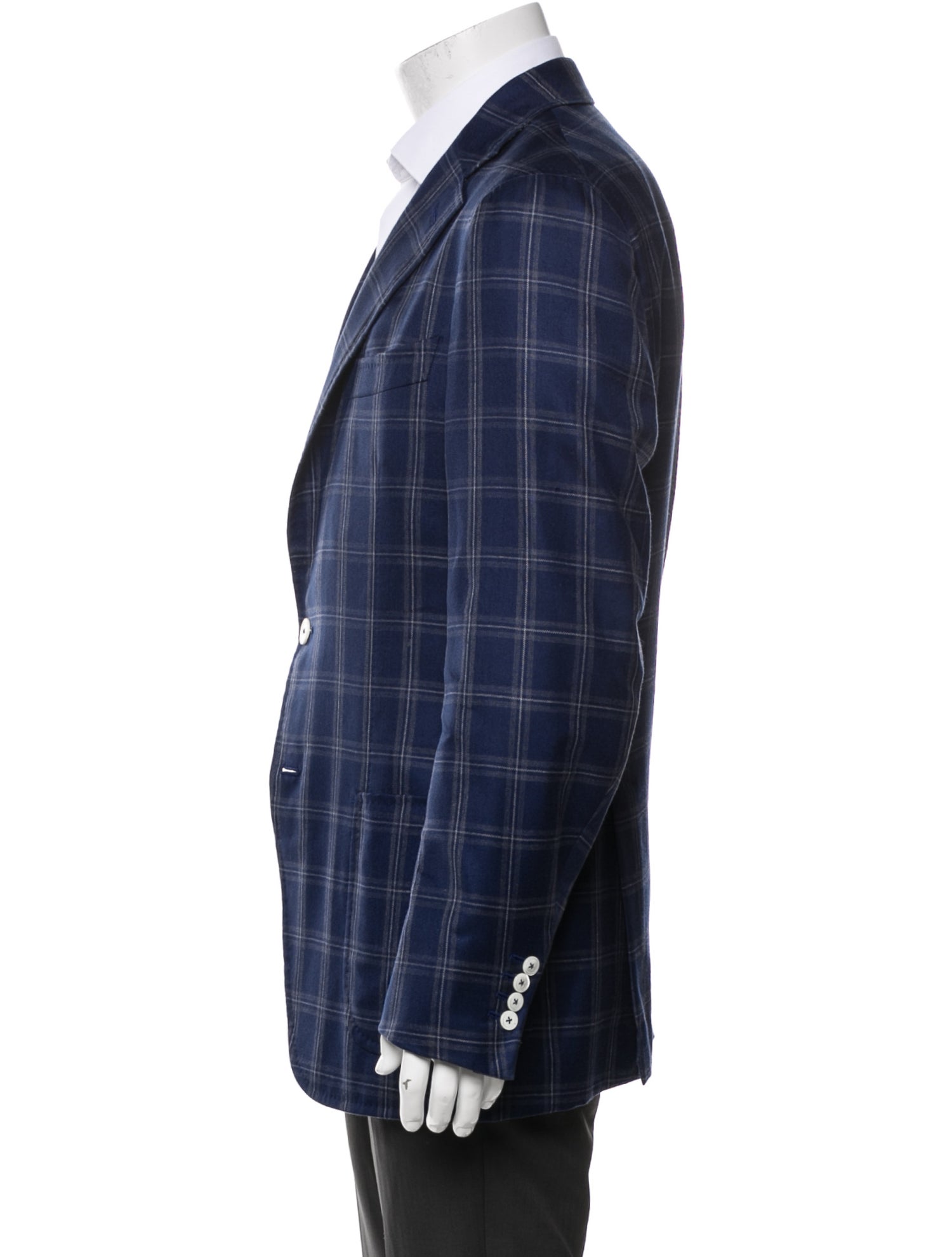Isaia Cashmere Plaid Print Blazer