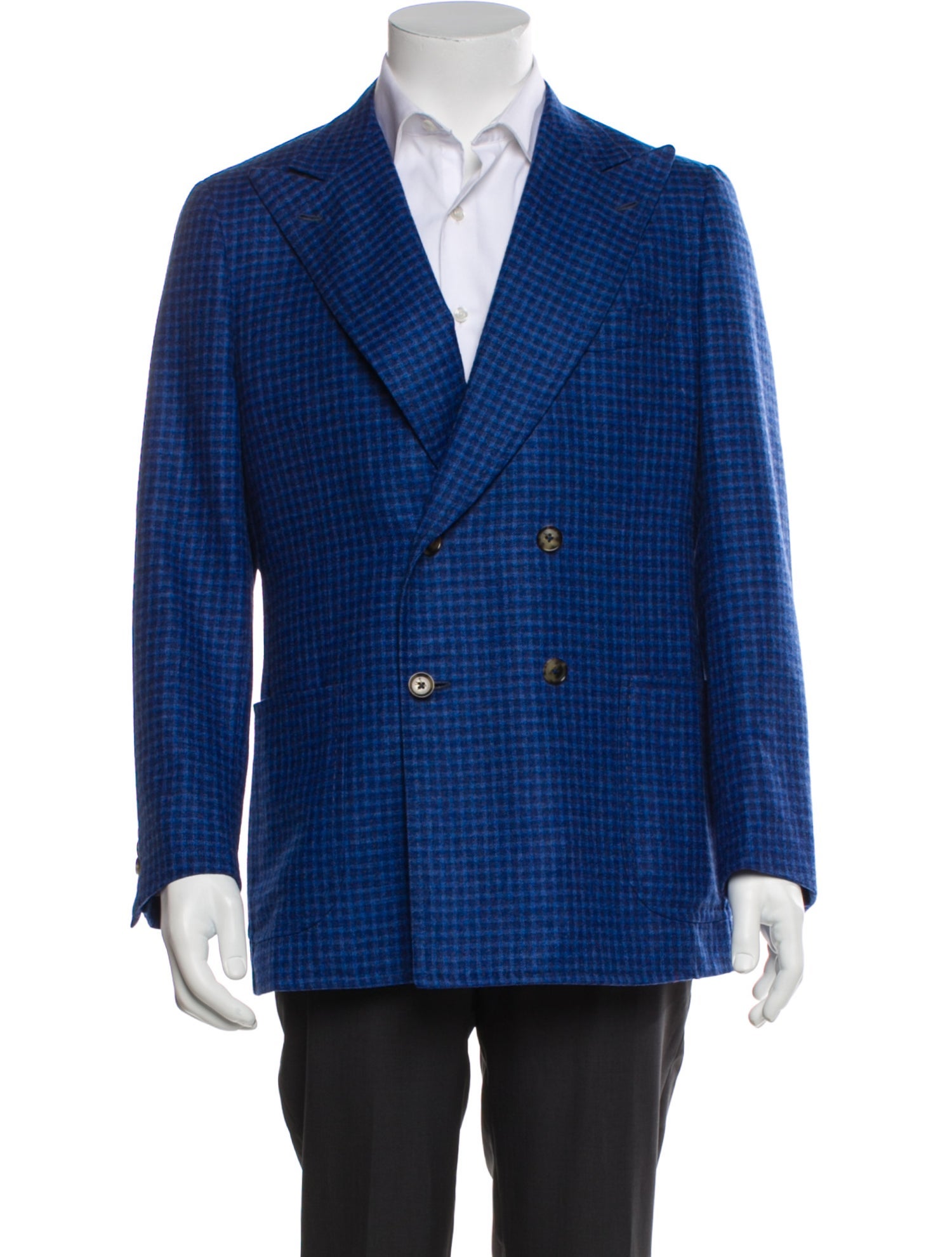 Isaia Wool Plaid Print Blazer