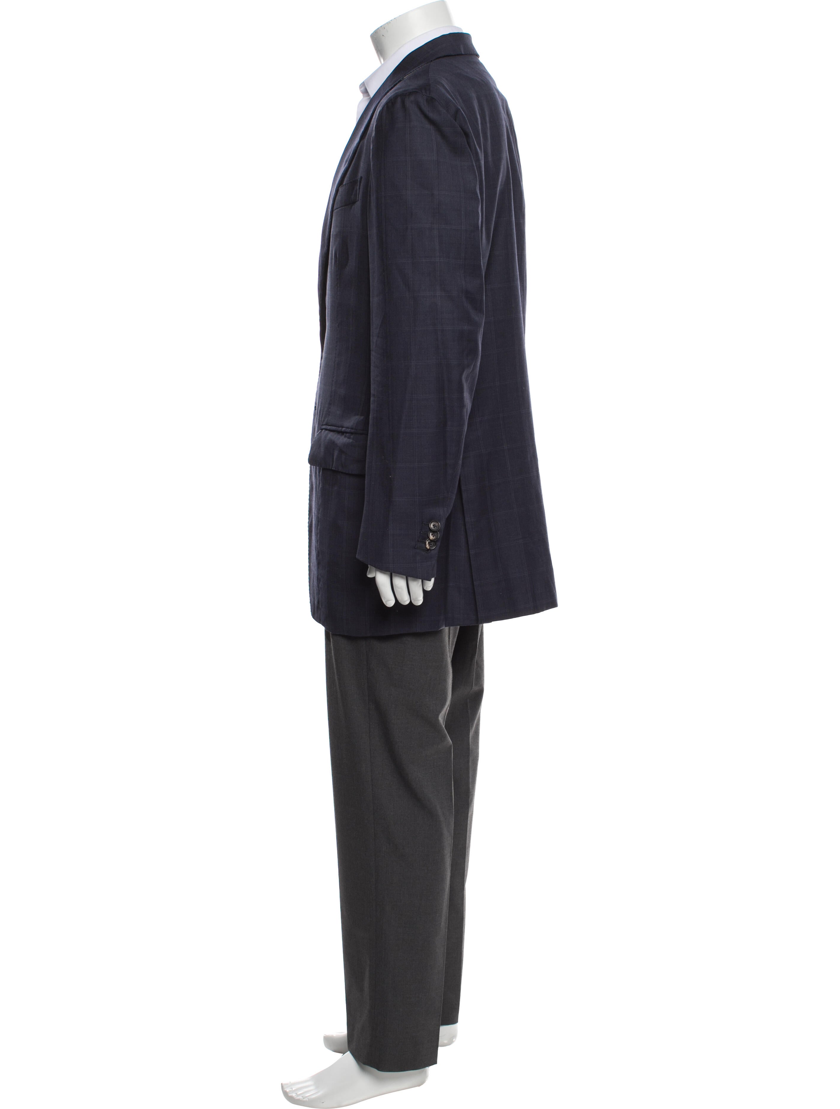 Isaia Wool Plaid Print Blazer