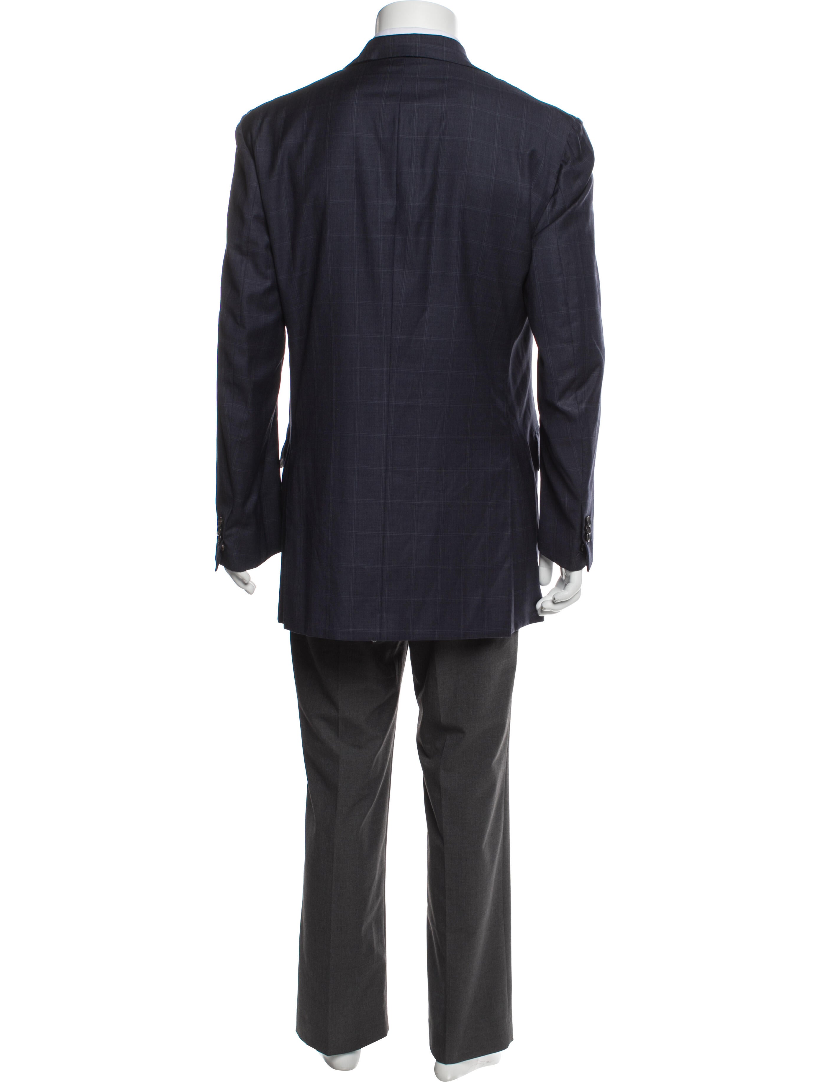 Isaia Wool Plaid Print Blazer