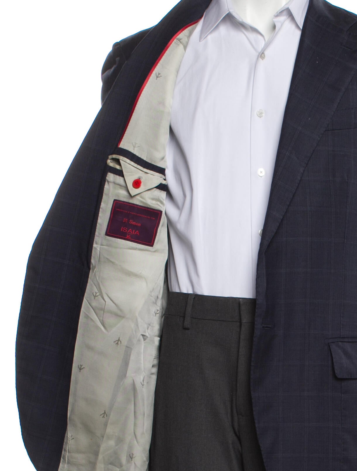 Isaia Wool Plaid Print Blazer