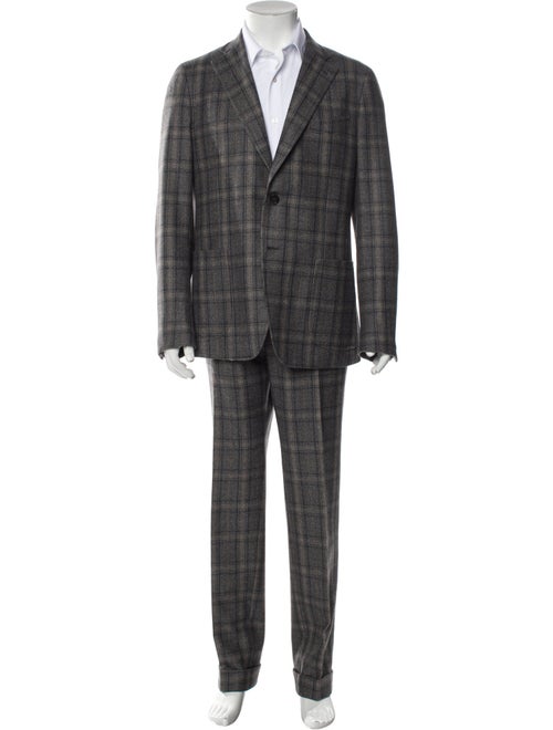 Isaia Wool Plaid Print Two-Piece Suit