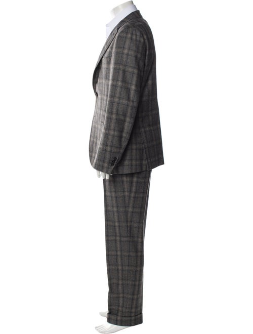 Isaia Wool Plaid Print Two-Piece Suit