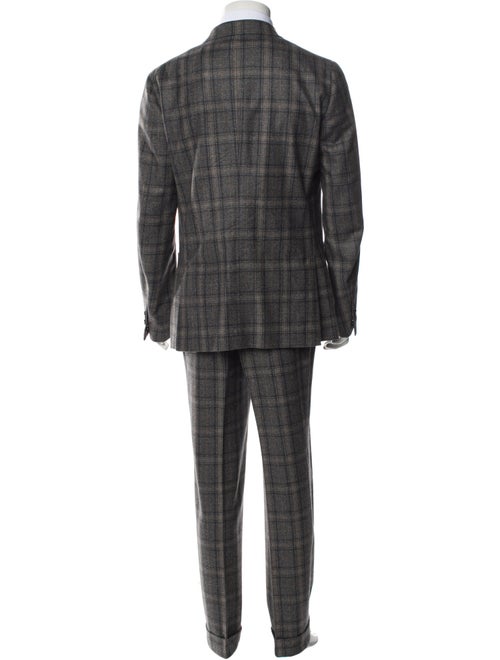 Isaia Wool Plaid Print Two-Piece Suit