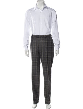 Isaia Wool Plaid Print Two-Piece Suit