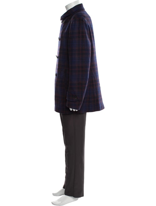 Isaia Wool Plaid Print Coat