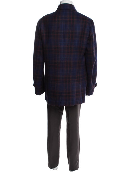 Isaia Wool Plaid Print Coat