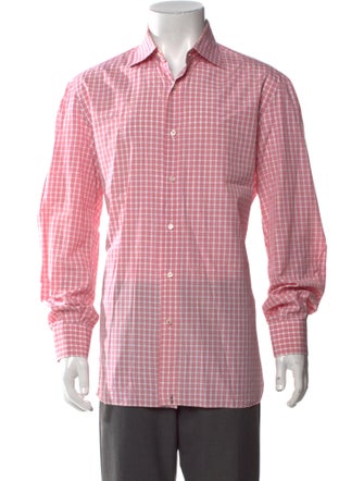 Isaia Plaid Print Long Sleeve Shirt