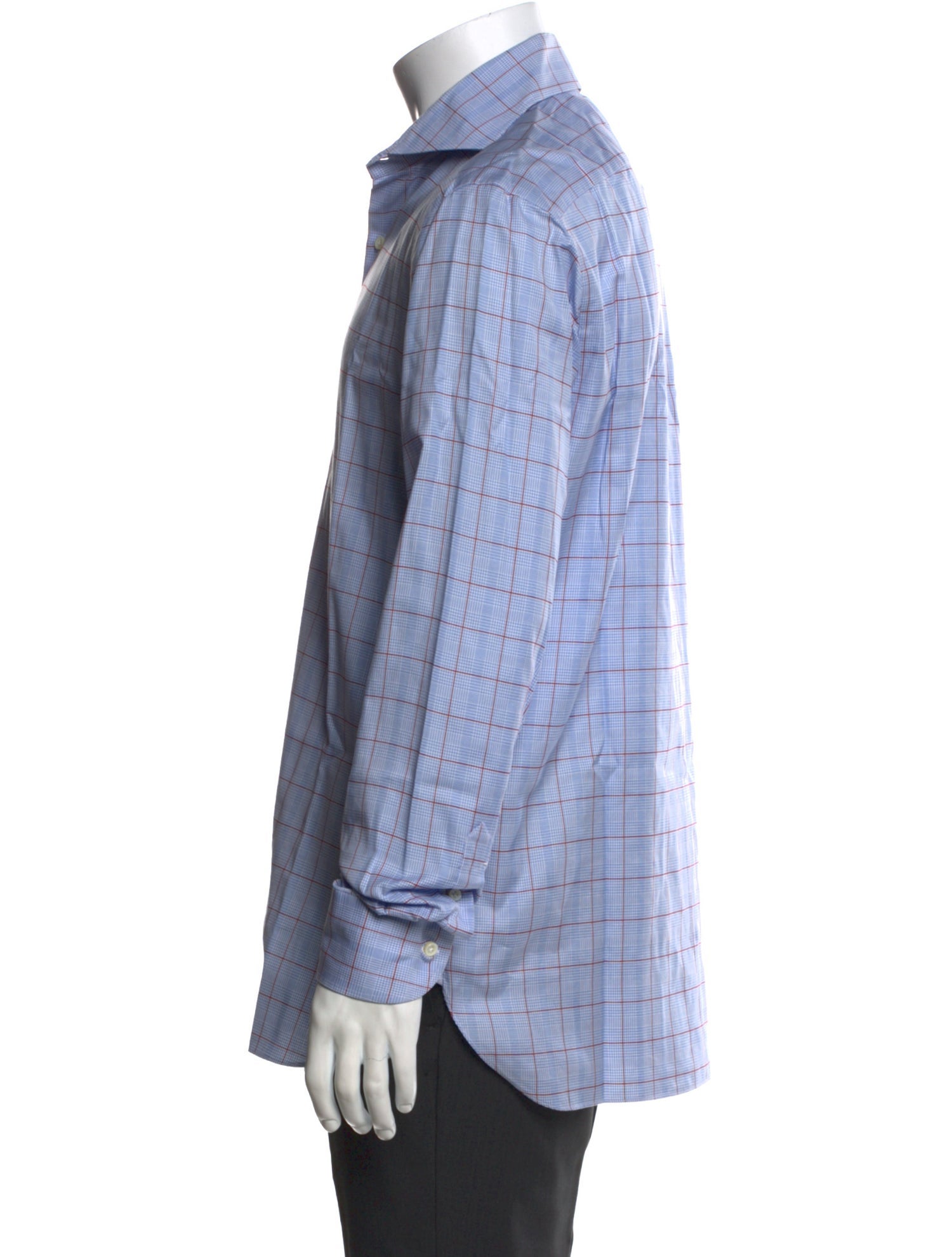 Isaia Plaid Print Long Sleeve Dress Shirt
