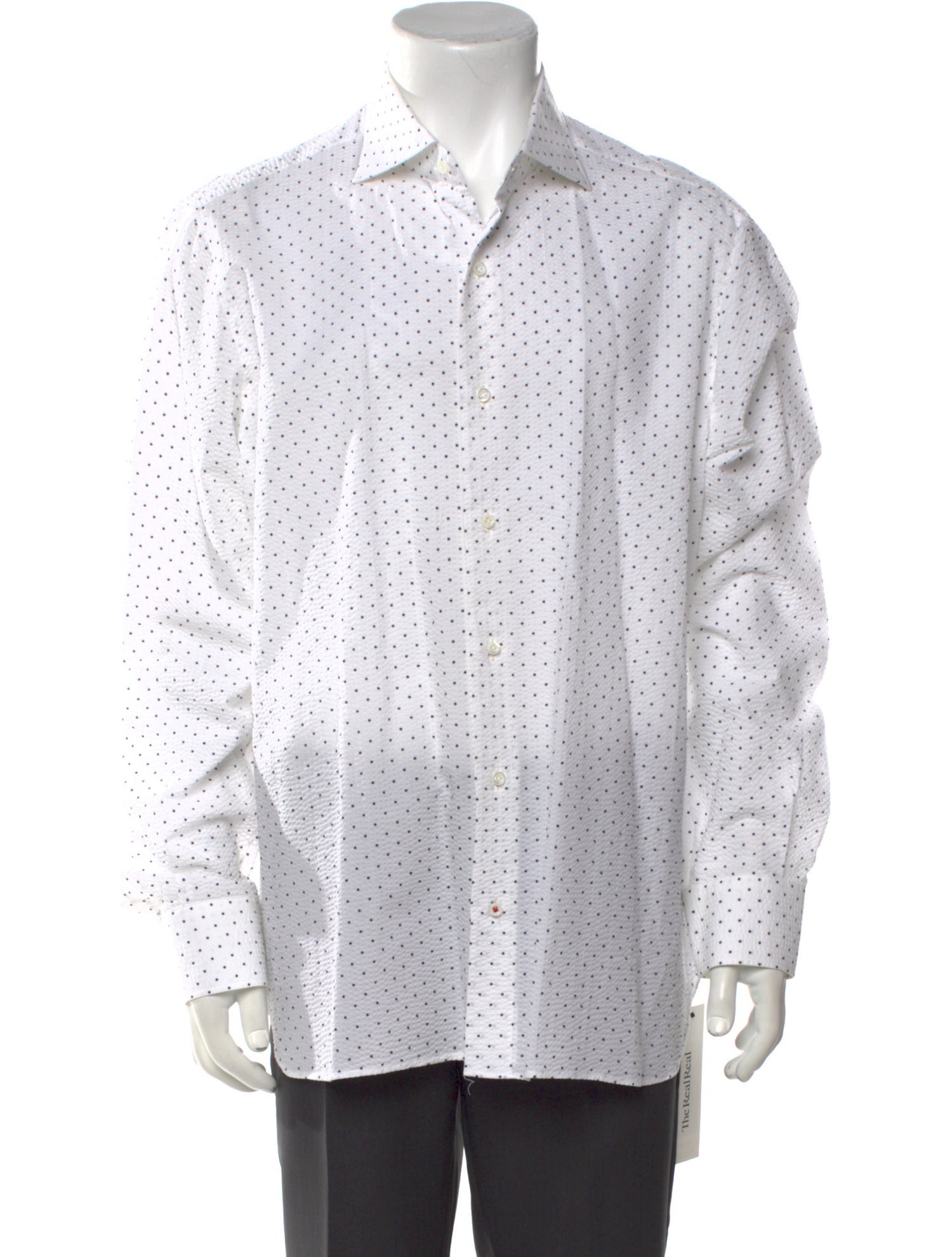 Isaia Polka Dot Print Long Sleeve Dress Shirt