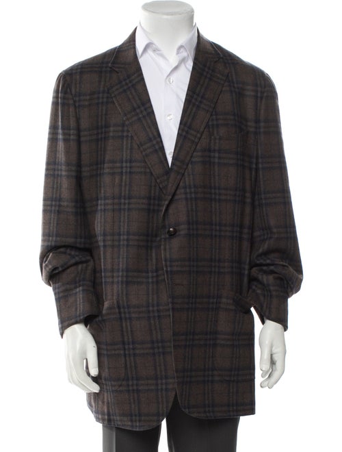 Isaia Wool Plaid Print Blazer