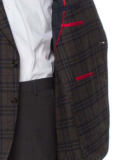 Isaia Wool Plaid Print Blazer