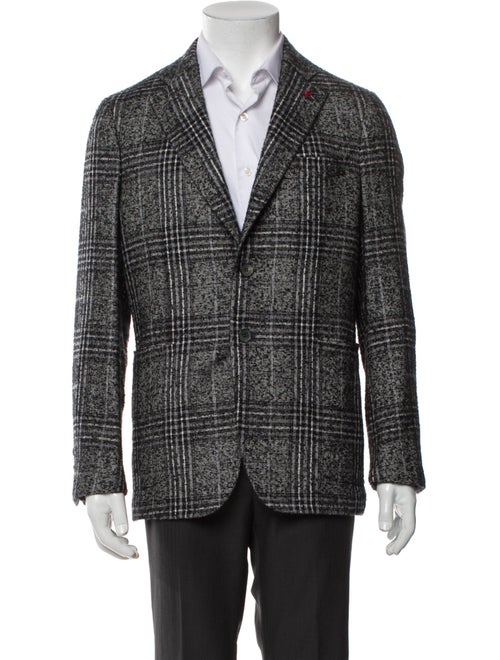 Isaia Cashmere Plaid Print Blazer