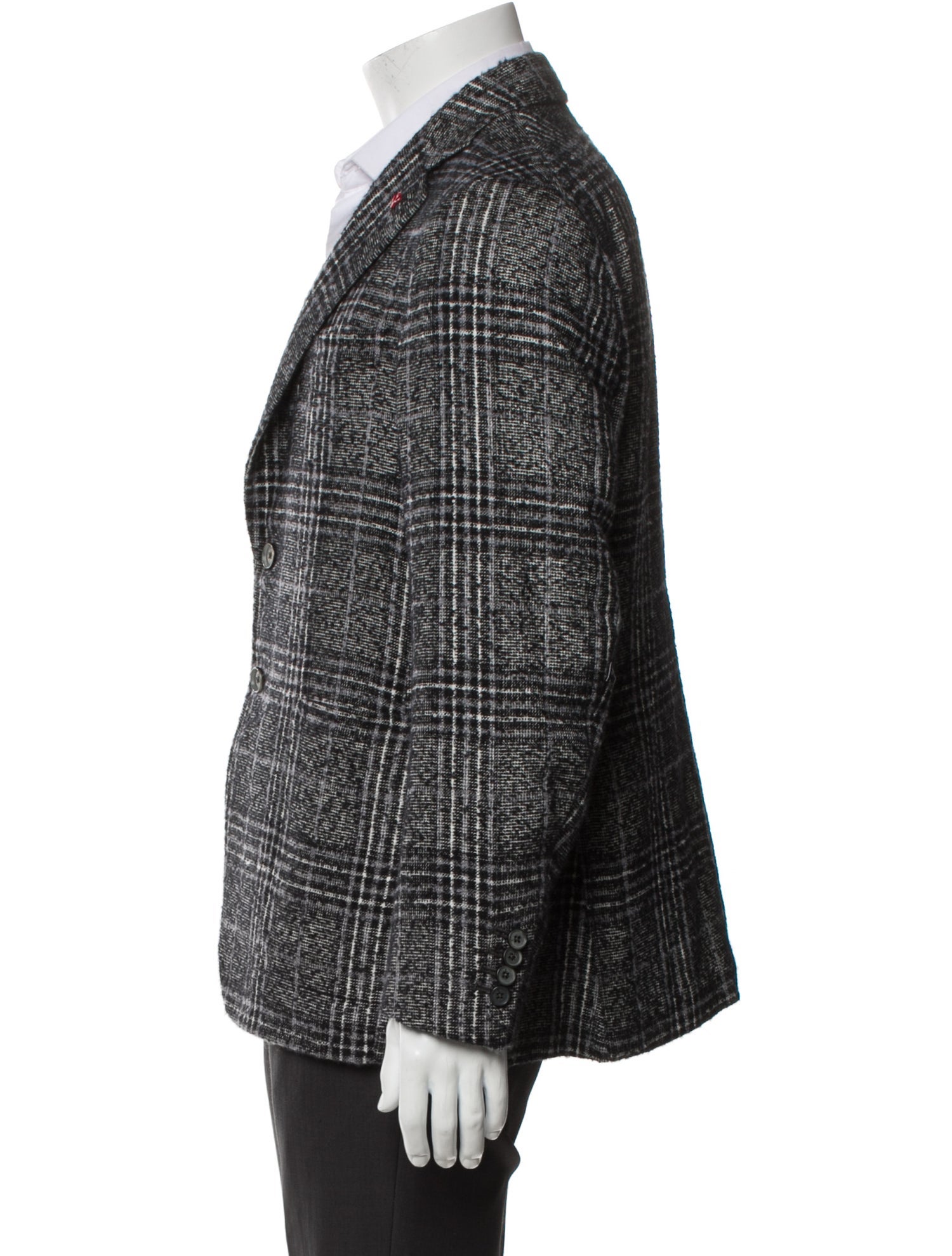 Isaia Cashmere Plaid Print Blazer