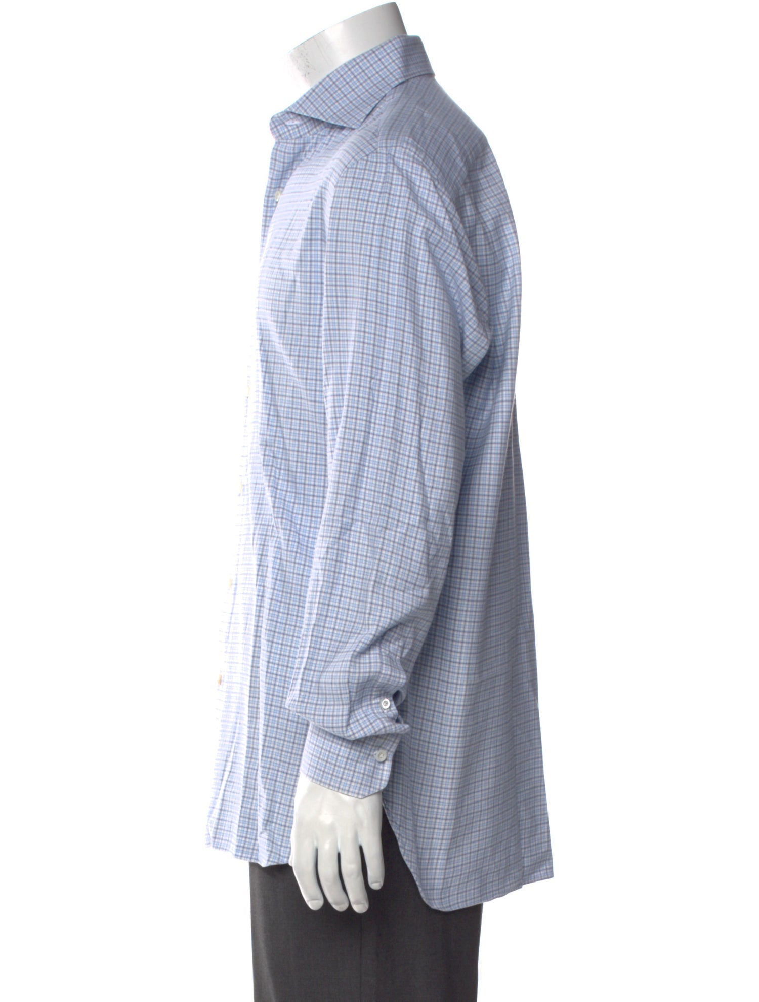 Isaia Plaid Print Long Sleeve Dress Shirt