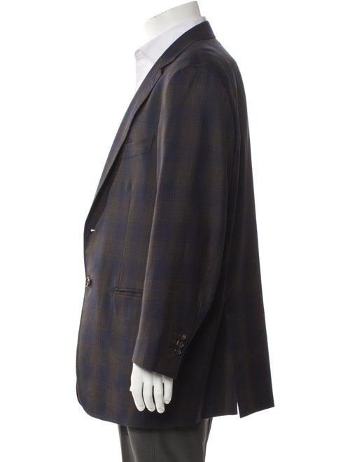 Isaia Wool Plaid Print Blazer