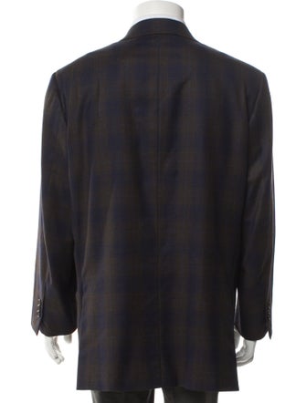 Isaia Wool Plaid Print Blazer