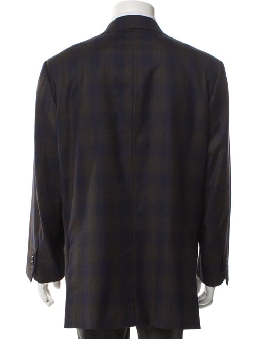 Isaia Wool Plaid Print Blazer
