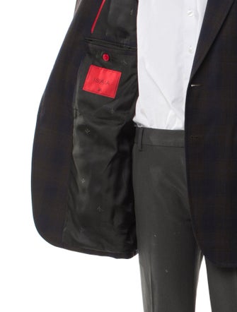 Isaia Wool Plaid Print Blazer