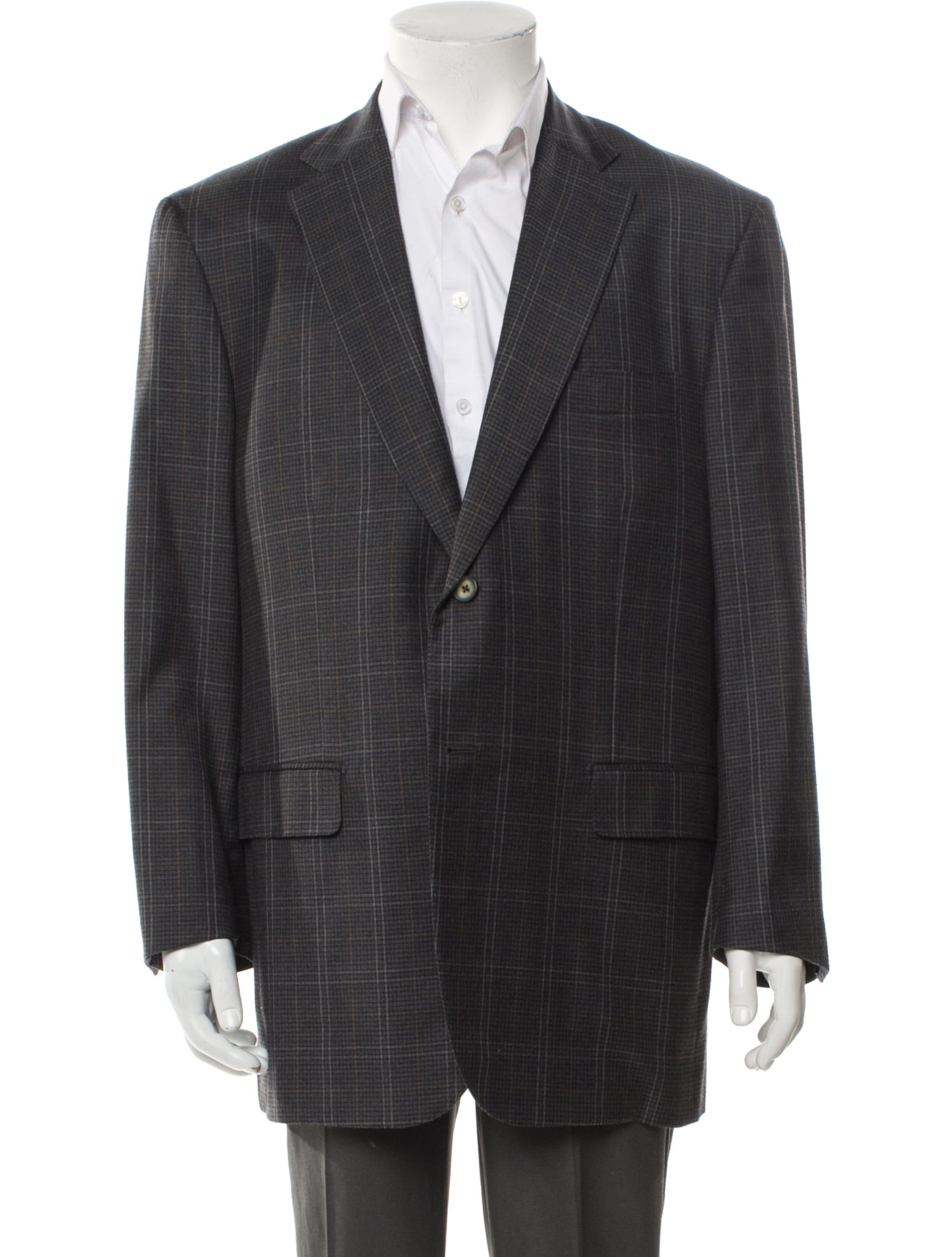 Isaia Wool Plaid Print Blazer