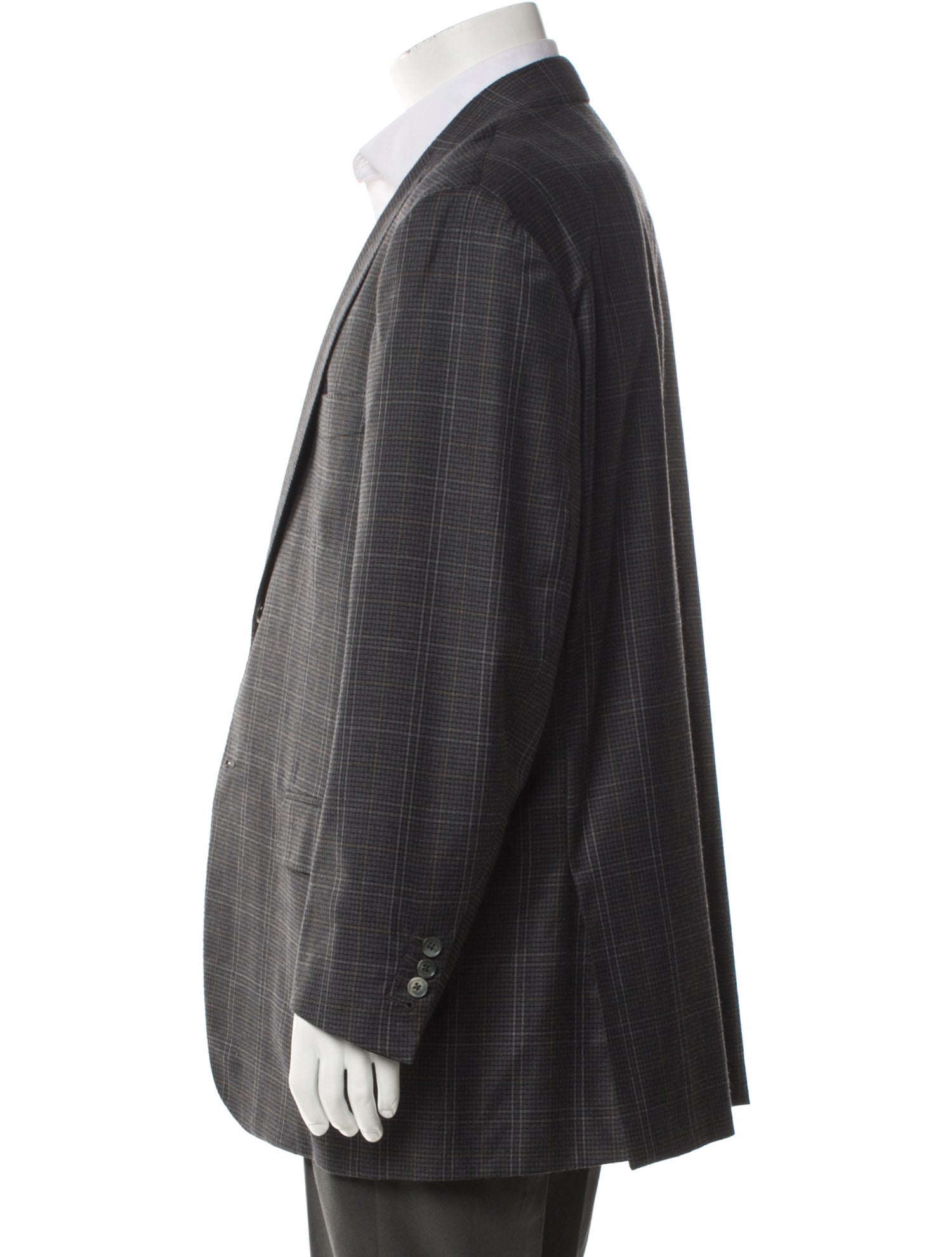 Isaia Wool Plaid Print Blazer