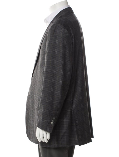 Isaia Wool Plaid Print Blazer