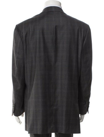 Isaia Wool Plaid Print Blazer