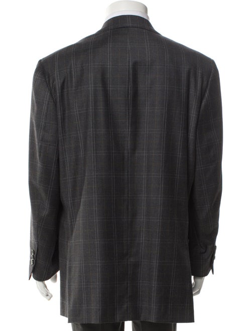Isaia Wool Plaid Print Blazer