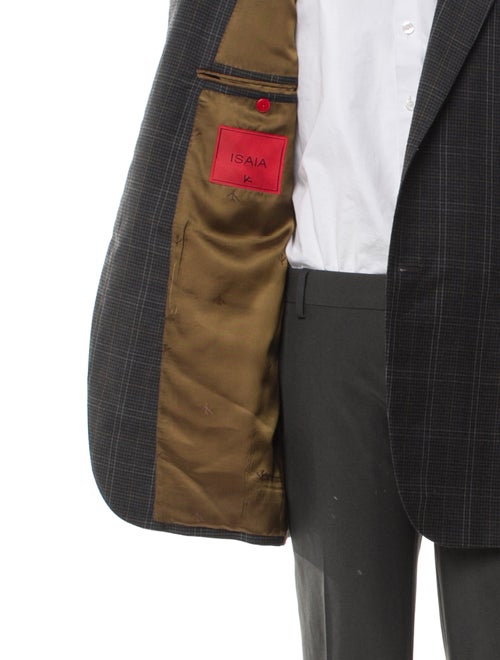 Isaia Wool Plaid Print Blazer