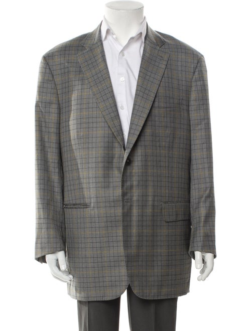Isaia Wool Plaid Print Blazer