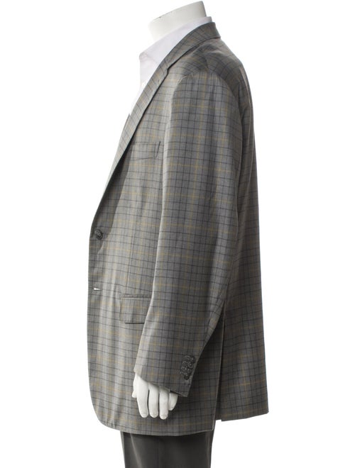 Isaia Wool Plaid Print Blazer