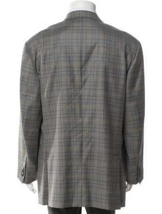 Isaia Wool Plaid Print Blazer