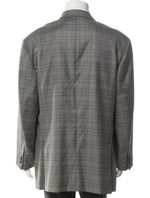 Isaia Wool Plaid Print Blazer