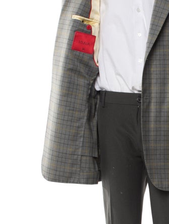 Isaia Wool Plaid Print Blazer