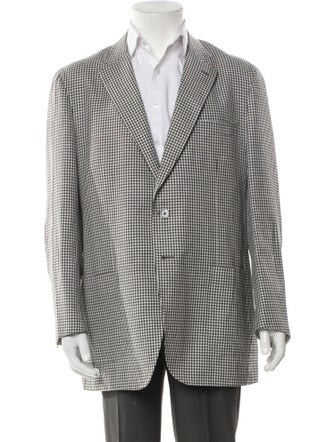 Isaia Wool Plaid Print Blazer