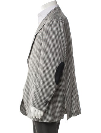 Isaia Wool Plaid Print Blazer