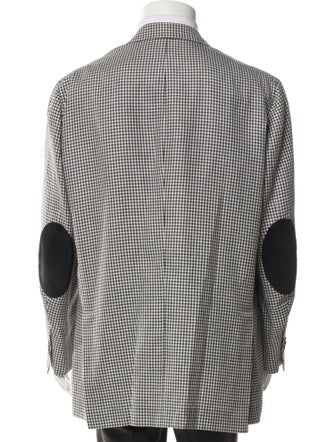 Isaia Wool Plaid Print Blazer