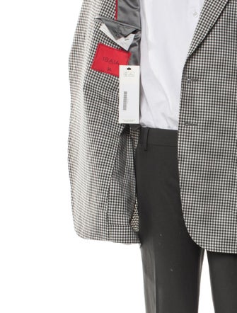 Isaia Wool Plaid Print Blazer