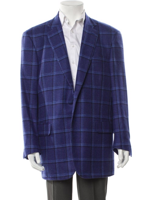 Isaia Cashmere Plaid Print Blazer