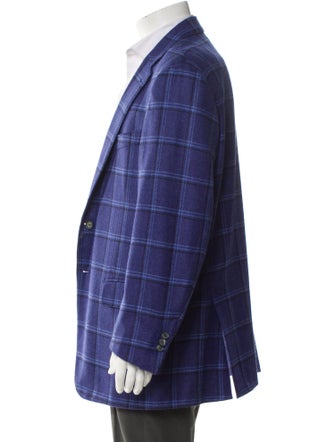 Isaia Cashmere Plaid Print Blazer