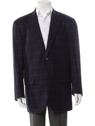 Isaia Cashmere Plaid Print Blazer