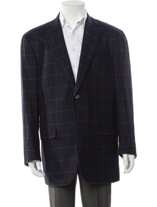 Isaia Cashmere Plaid Print Blazer