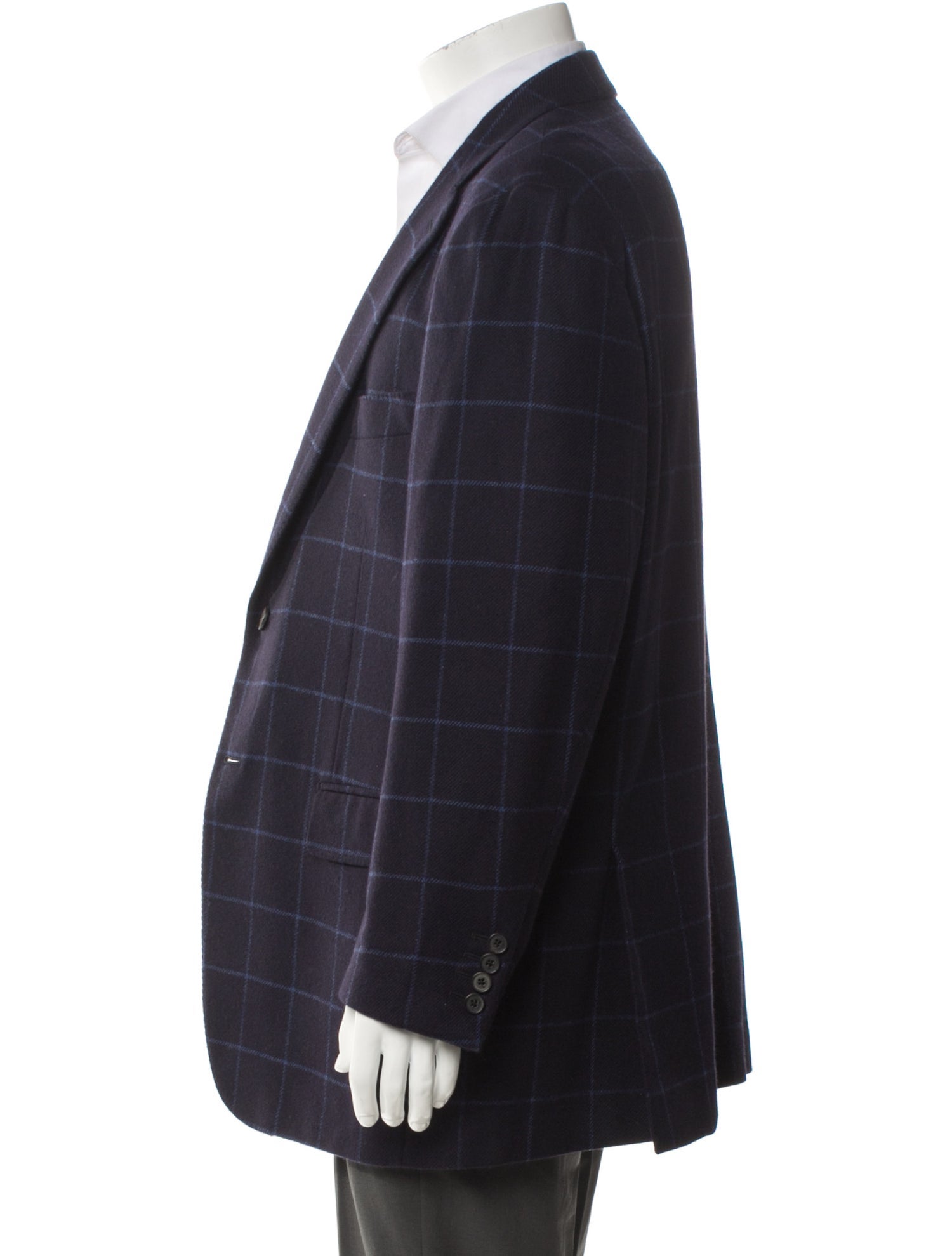 Isaia Cashmere Plaid Print Blazer