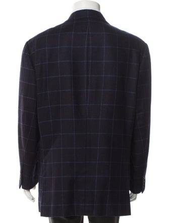 Isaia Cashmere Plaid Print Blazer