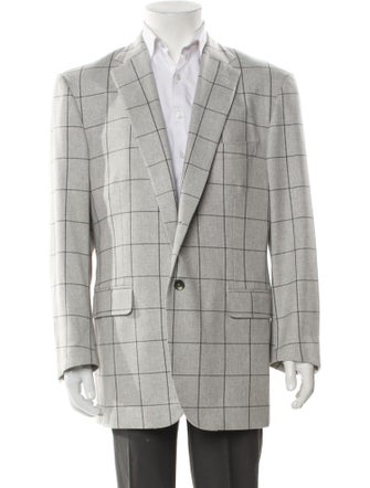 Isaia Wool Plaid Print Blazer