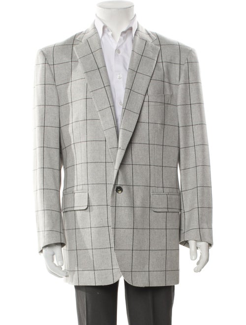 Isaia Wool Plaid Print Blazer