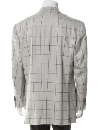 Isaia Wool Plaid Print Blazer