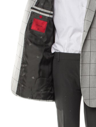 Isaia Wool Plaid Print Blazer